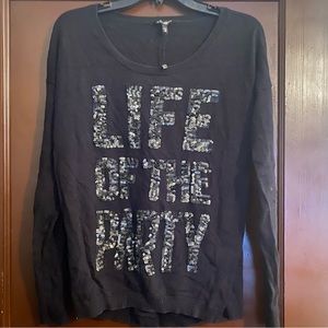 Express sweater with sequin letters